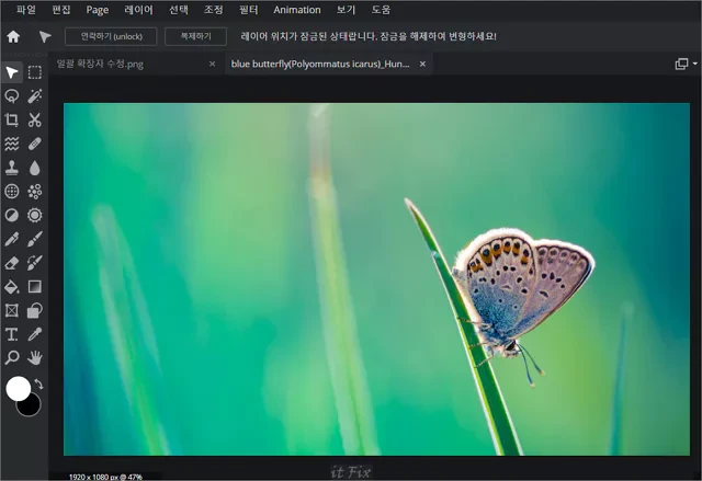 Pixlr E에서 우측 메뉴가 사라진 경우의 조치