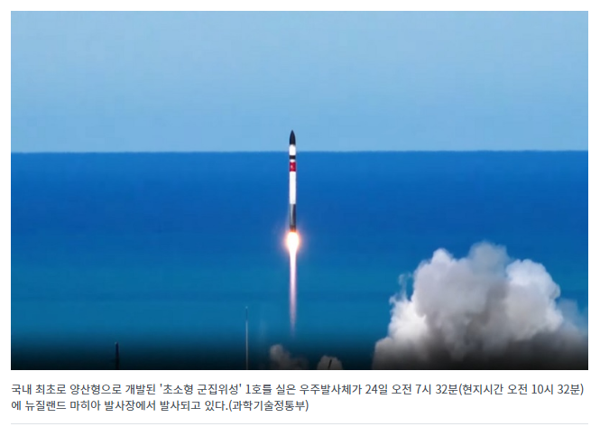 국산 ‘초소형 군집위성 1호기’ 발사 성공 확인…11월부터 지구관측 시작