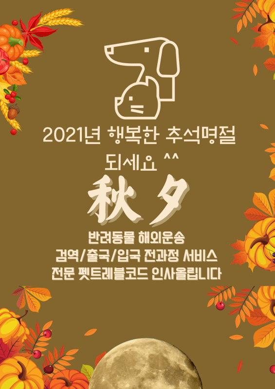 2021 추석인사말 추석인사 한가위인사 명절인사 강아지출국 고양이출국 강아지입국 고양이입국 반려동물해외운송 반려동물검역 업무 안내