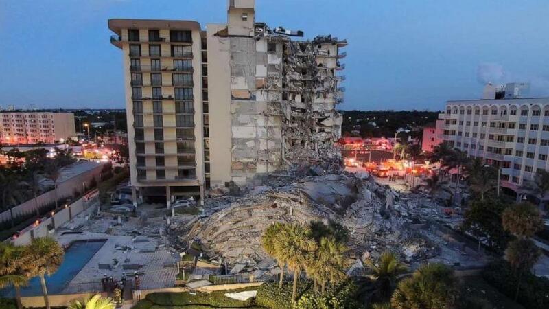미 플로리다 마이애미 건물 붕괴 최소 1명 사망...구조 작업 중 VIDEO:Miami building collapse: Rescuers search rubble for survivors