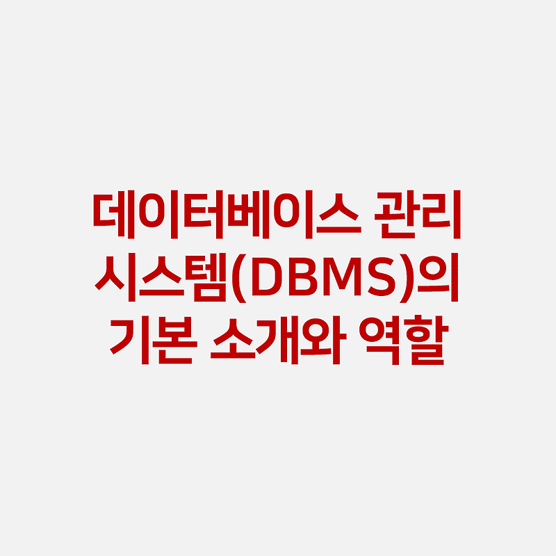 데이터베이스 관리 시스템(DBMS)의 기본 소개와 역할