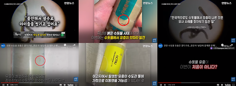 인천 수돗물 유충, 공촌정수장 배수지서 나와...  작년엔 붉은 수돗물
