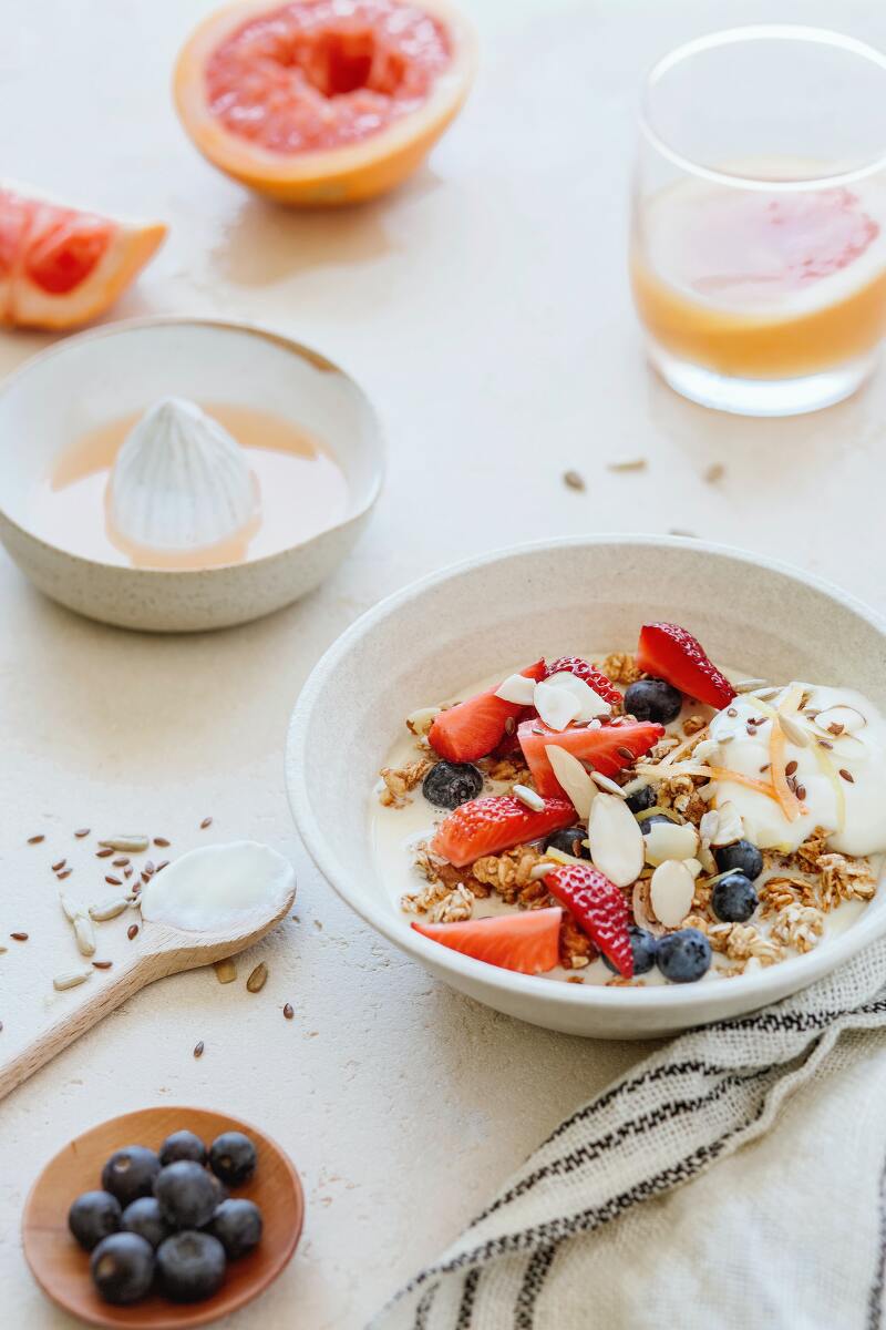Greek yogurt with berries and granol