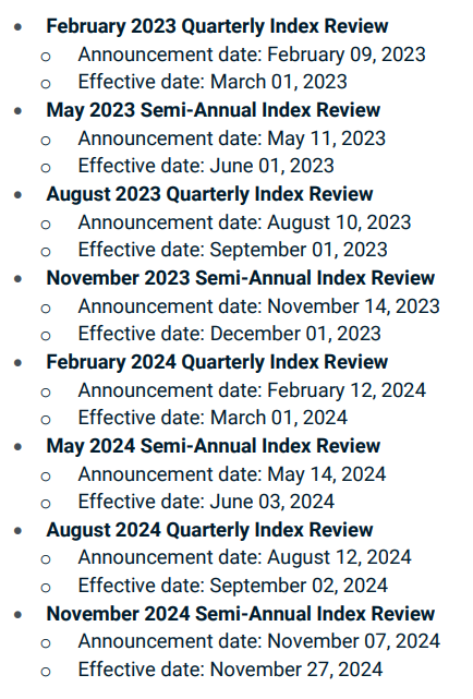 2023년 MSCI 지수 편입일, 발표일 - msci rebalance dates 2023