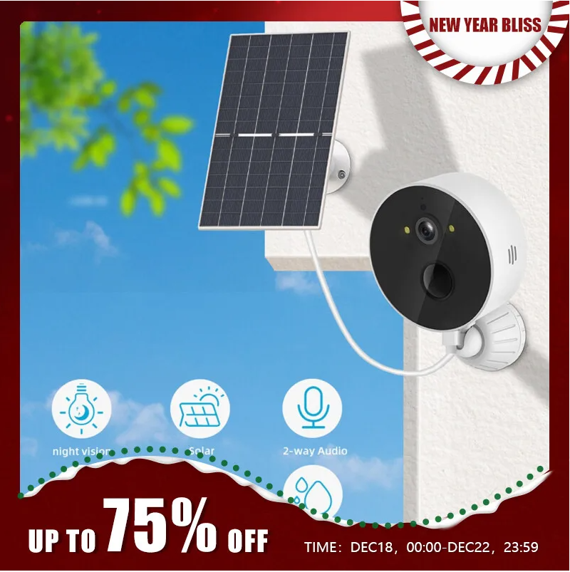 야외 와이파이 태양광 카메라, 1080P 무선 보안 CCTV, 태양 전지 패널 포함