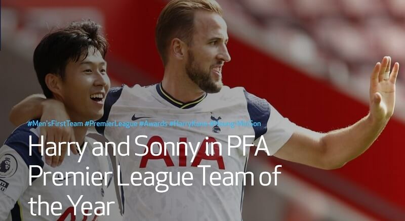 도트넘 손흥민 케인, PFA 프리미어리그 올해의 팀 및 올해의 선수 선정  VIDEO: Harry and Sonny in PFA Premier League Team of the Year