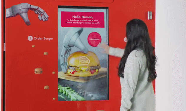 미래의 패스트푸드? AI 햄버거 자판기 VIDEO: The future of fast food?  'RoboBurger' opens in US serving fresh burgers from vending machine