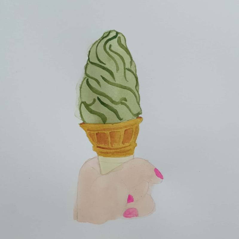 Green Tea Ice Cream 녹차 아이스크림 / 일러스트 그림 드로잉 / 음식 그리기