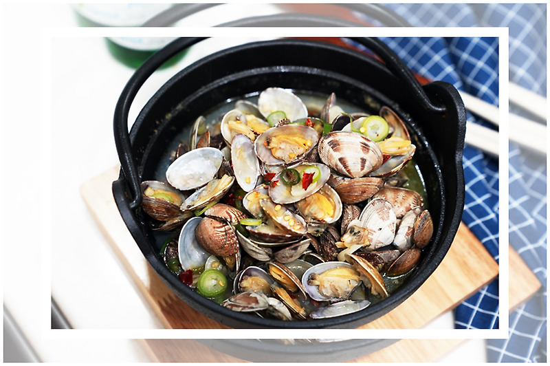 캠핑요리 바지락술찜