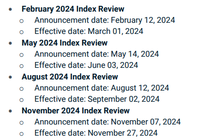 2024년 MSCI 지수 편입일, 발표일 - msci rebalance dates 2024
