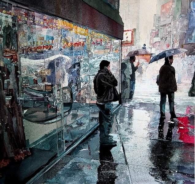 John Salminen, Abstract Cityscape painter, American, b. 1945
