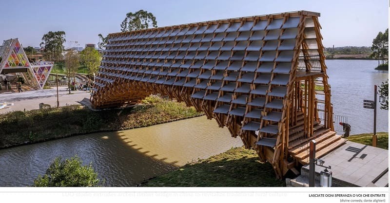 루오 스튜디오  굴루 수변 아치형  목재교  VIDEO: Timber Bridge in Gulou Waterfront by LUO studio
