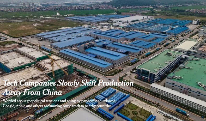 글로벌 생산기지 탈중국...베트남으로 이동...왜 Tech Companies Slowly Shift Production Away From China