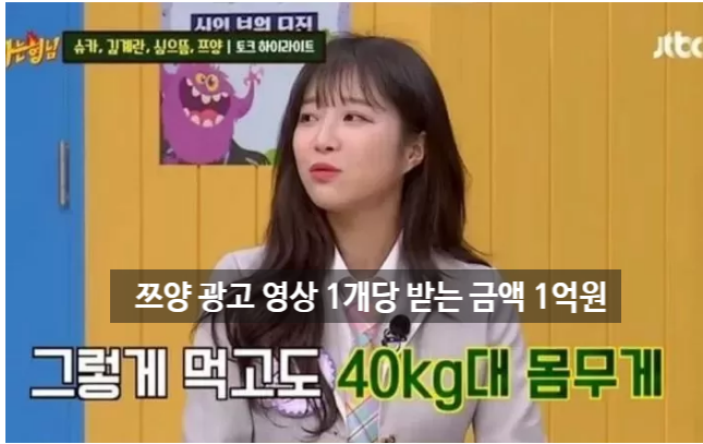 먹방 유튜버 쯔양 광고 영상 1개당 1억 톱스타 연예인급 대우