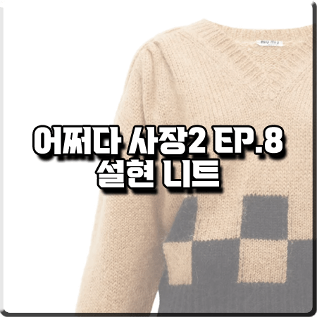어쩌다 사장2 8회 설현 니트 :: 미우미우 체커보드 브이넥 크롭 니트 스웨터