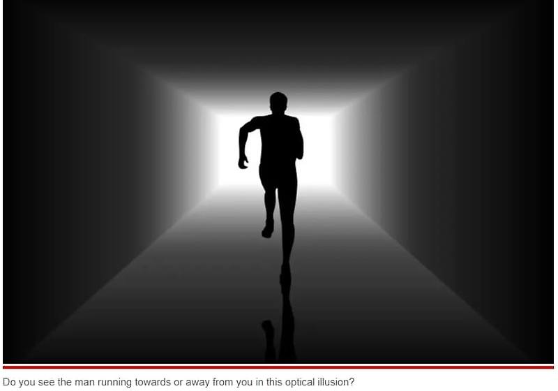 [착시 심리 분석] 터널 속 주자가 앞으로 달리는지 멀리 도망가는지 Optical illusion reveals if you have a female or male brain
