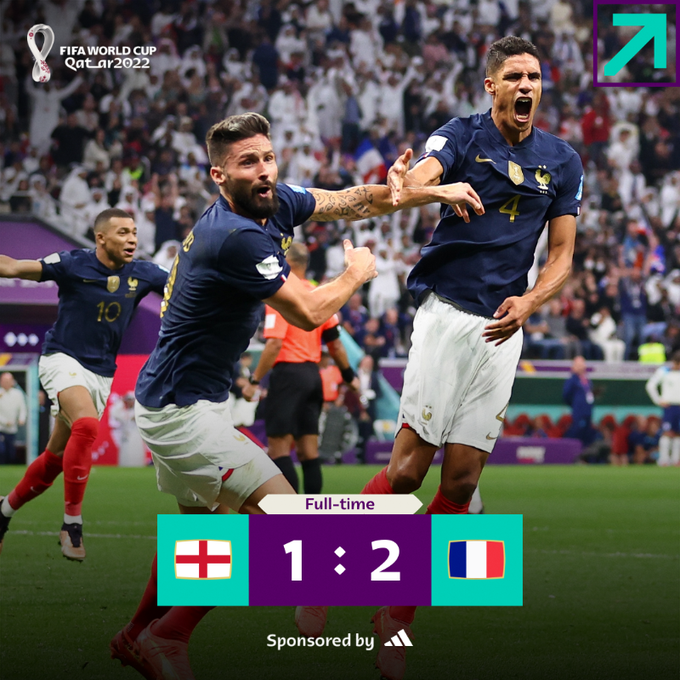 카타르월드컵 8강 4경기 잉글랜드 vs 프랑스 움짤 결과 (프랑스 4강 진출)