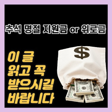 전국민 추석 명절 정부 지원금, 위로금 신청방법 완벽 정리