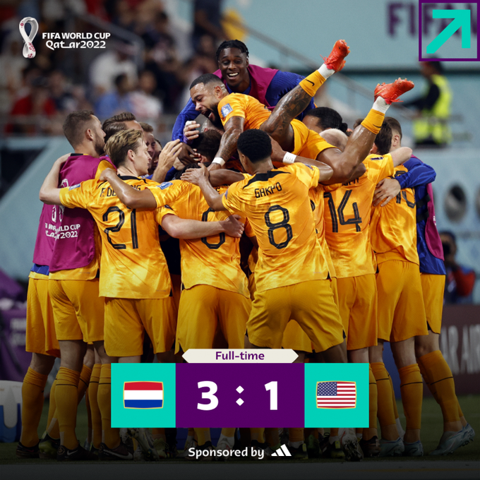 카타르월드컵 16강 1경기 네덜란드 vs 미국 움짤 결과 (네덜란드 8강 진출)