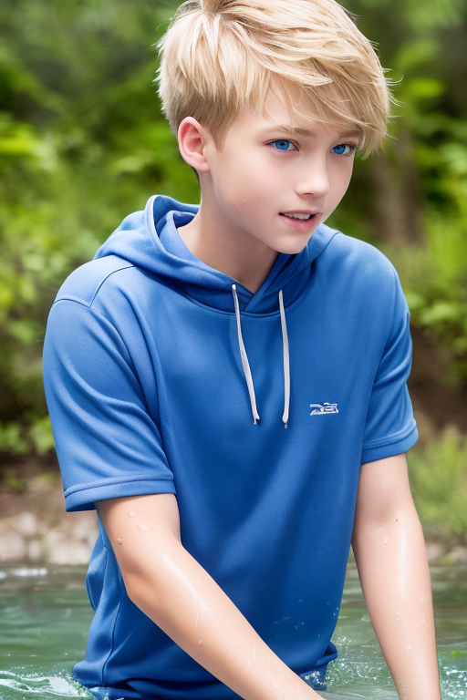 [Boy-126] boy, man, blond hair, blue eyes, handsome, cute, teen, teenage, valley & forest background, free images, Ai images