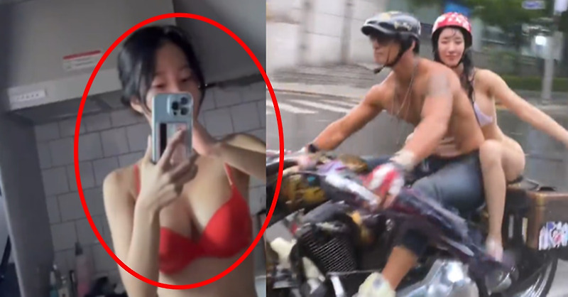 어제자 성수대교 오토바이 비키니녀 사진 퍼진 후 공개된 놀라운 근황 (+정체, 인스타, 유튜브)