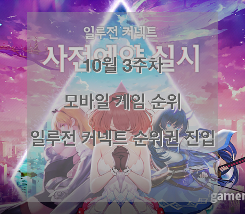  10월 모바일게임순위 TOP10 (3주차) / 일루전 커넥트 순위권 진입