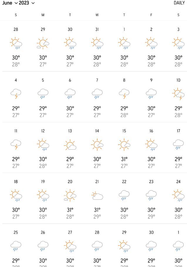보라카이 6월 날씨, 옷차림, 비, 6월 축제