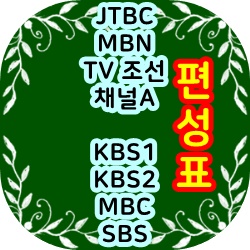 2022년 12월 20일 화요일 sbs mbc kbs2 JTBC MBN TV조선 채널A 편성표
