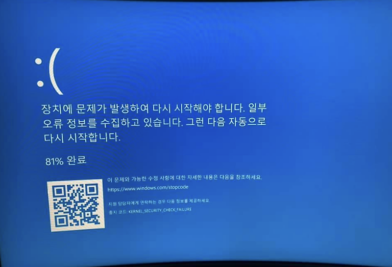 KERNEL SECURITY CHECK FAILURE 에러 해결 방법