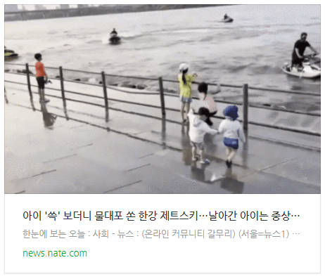 아이 '쓱' 보더니 물대포 쏜 한강 제트스키…날아간 아이는 중상[영상]