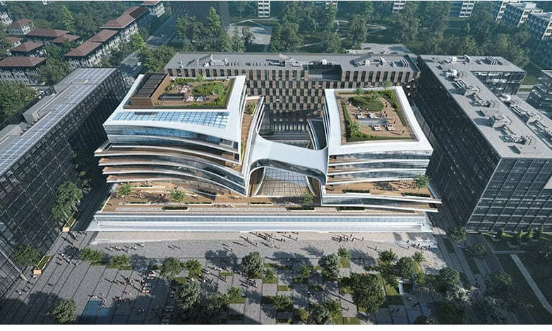 자하 하디드, 리투아니아의 비즈니스 센터 Zaha hadid architects envisions business center in lithuania as cantilevering planes