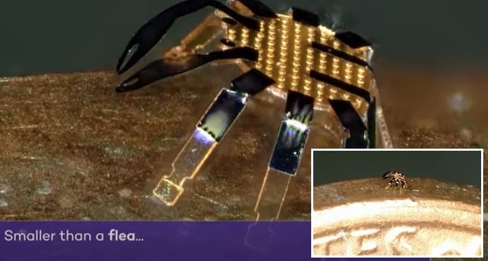 벼룩보다 작은 원격조종 보행 로봇  VIDEO:Tiny robotic crab is smallest-ever remote-controlled walking robot
