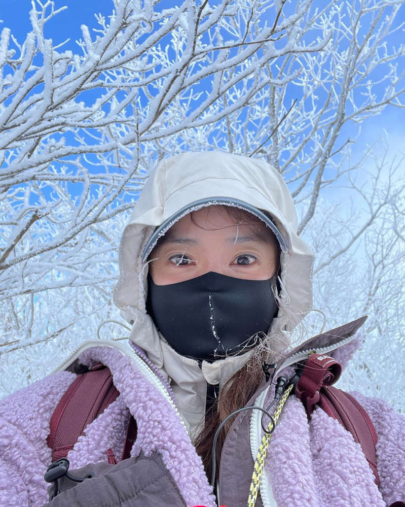 이시영, 얼굴에 고드름이....눈 오는 날 등산! 