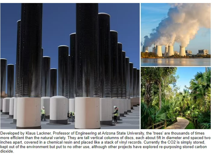 [탄소중립] 이산화탄소를 흡수 저장하는 나무 VIDEO: Forests of mechanical trees could be built to 'soak up carbon dioxide' and help stave off climate change, scientists claim