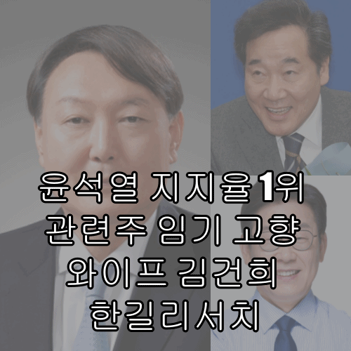 윤석열 지지율 1위 관련주 임기 고향 와이프 김건희 한길리서치