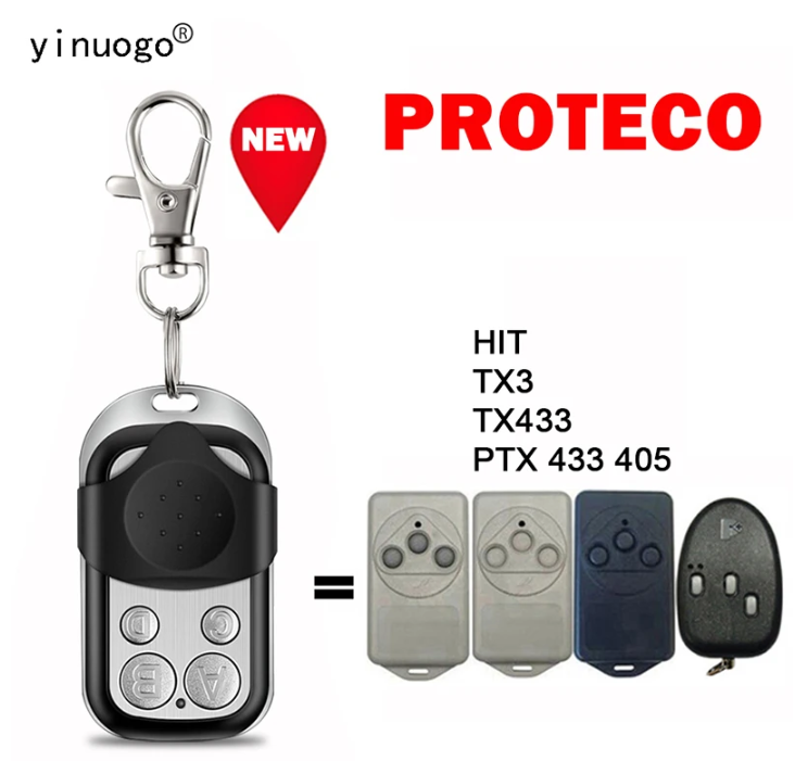 차고 문짝 오프너 키, 4 버튼, 433MHz 고정 코드, PROTECO 리모컨 TX433
