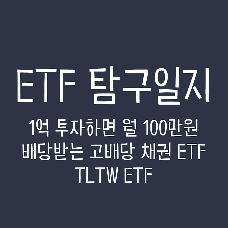 ETF 탐구일지 - 1억 투자하면 월 100만원 배당받는 고배당 채권 ETF, TLTW ETF