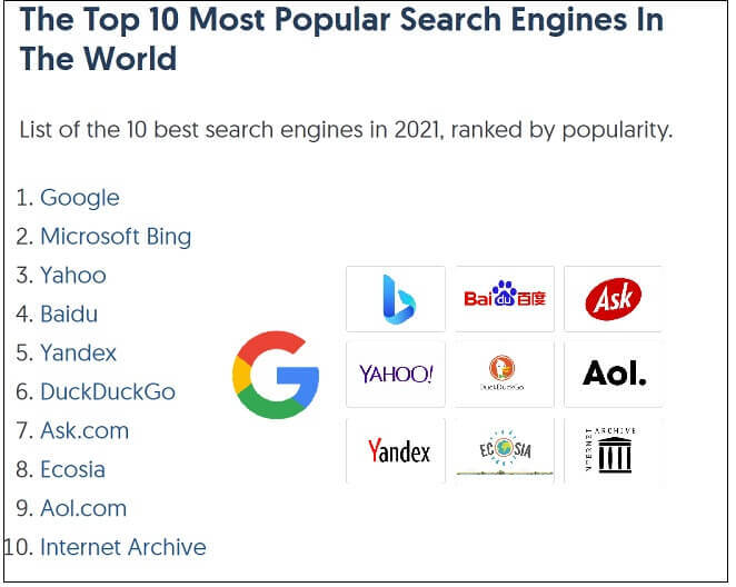 검색시장 공룡 '구글'과 국내 1위 네이버 Top 10 Search Engines In The World 2021 l Naver' Intent research' Technology