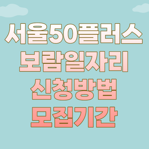 2024 서울시 50플러스 보람일자리 신청방법 및 모집기간