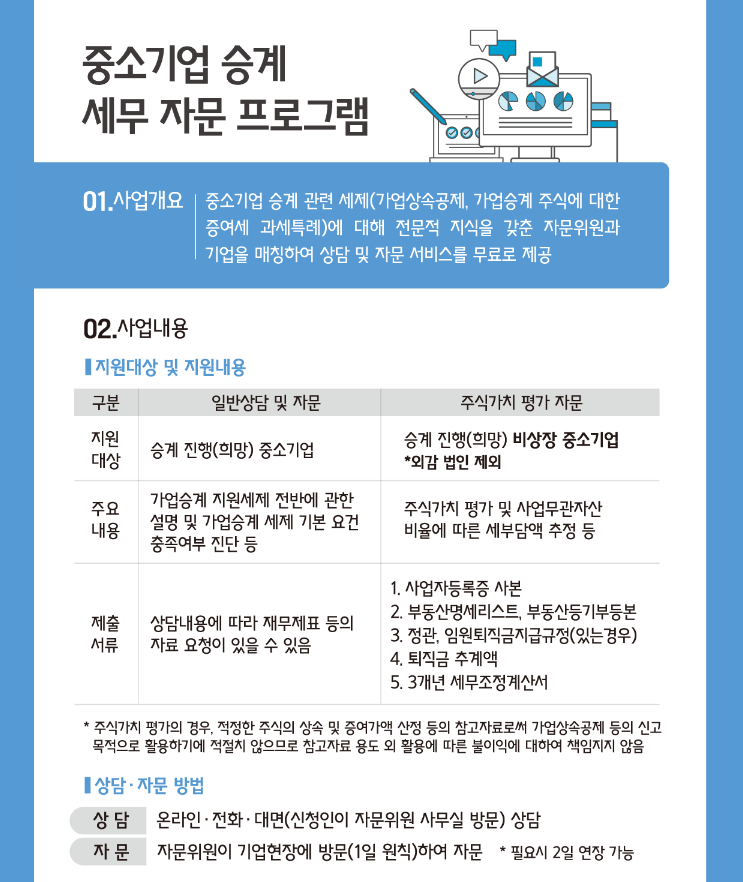 2022년 중소기업 승계 세무 자문 프로그램 모집 공고