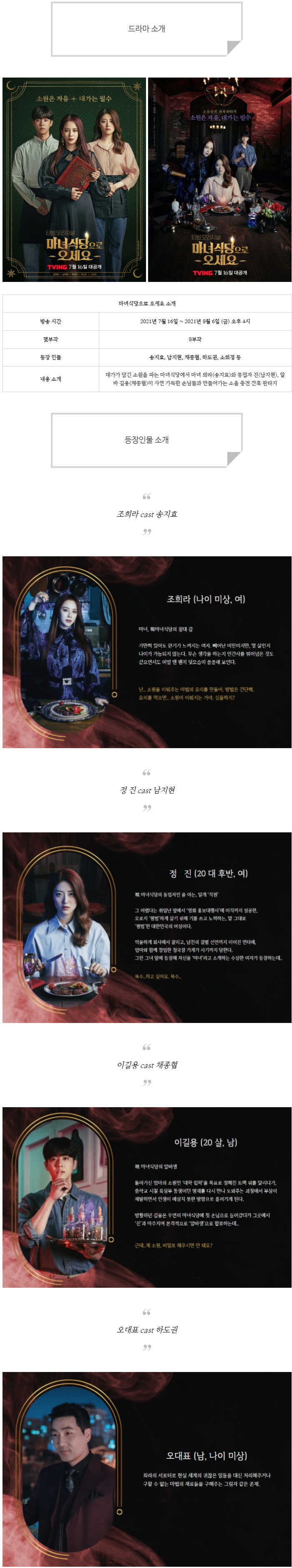 [금요드라마] 마녀식당으로 오세요 인물소개, 몇부작, 정보 소개