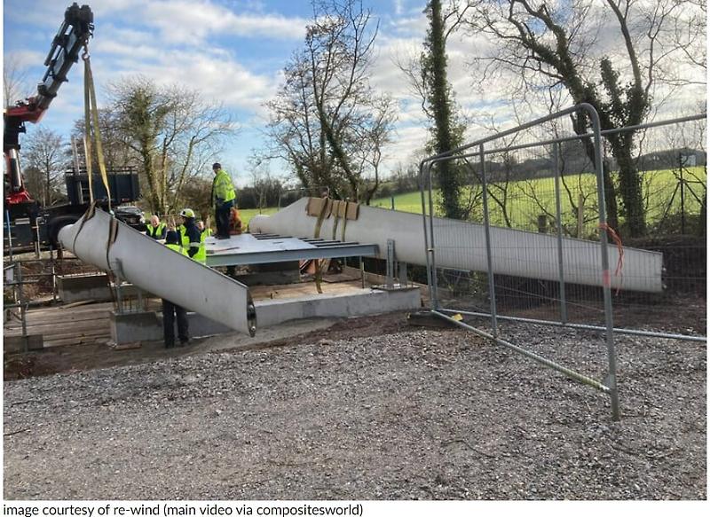 해체된 터빈 블레이드로 만든 세계 최초 교량  VIDEO: Re-wind installs first 'BladeBridge' in ireland using repurposed wind turbine blades