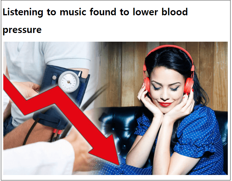 음악감상, 혈압 낮추는데 효과있어 Listening to music found to lower blood pressure