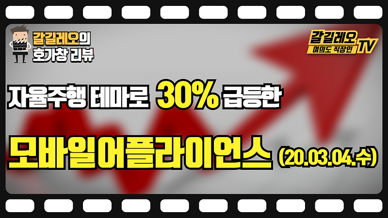 20.03.04(수) 모바일어플라이언스 (30% 급등) 호가창 다시보기