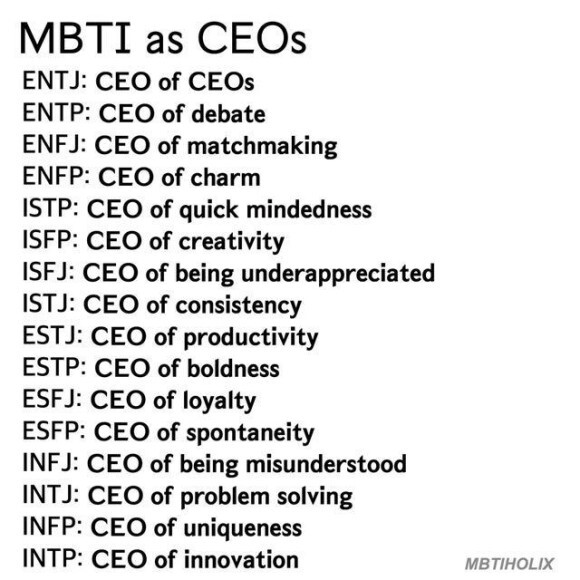 재미로 보는 MBTI - 유형별 CEO type