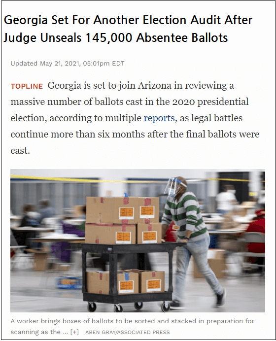 조지아주 재감사 결정 Georgia Set For Another Election Audit After Judge Unseals 145,000 Absentee Ballots