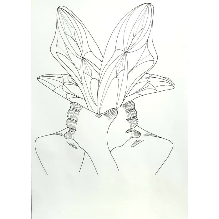 나비모양 머리 Butterfly Head 일러스트 그림 드로잉 2020 나비의 꿈