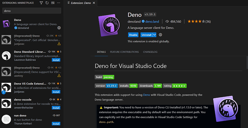 Visual Studio Code에서 Deno 프로젝트 시작하기
