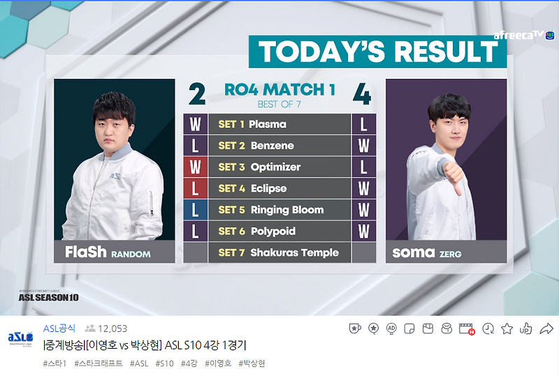 ASL 시즌 10 박상현선수 이영호선수를 꺾고 결승 진출