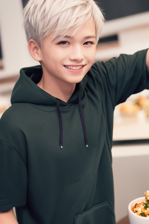 [Boy-094] lovely white hair man who teenage in a cafe & restaurant